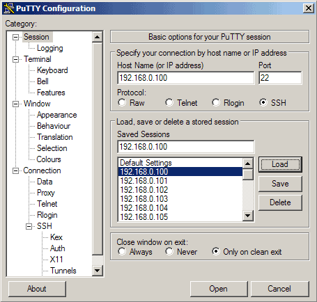 PuTTY Profil anlegen