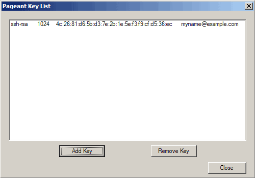 Schlüssel zu Pageant hinzugefügt