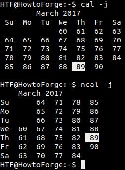 cal show julianische Kalendertage