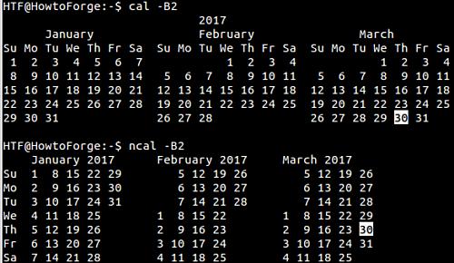 cal -B Befehlsoption