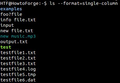 Ändern des Ausgabeformats des Befehls ls - Ergebnis