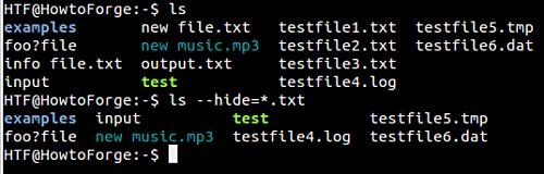 make ls hide bestimmte Arten von Dateien ausblenden