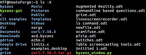 Sortieren der Ausgabe von ls Befehlen basierend auf Dateierweiterungen