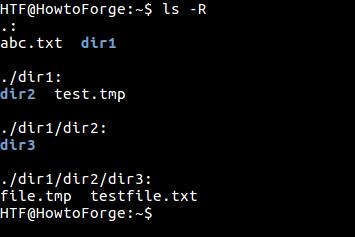 Unterverzeichnisse rekursiv mit dem Befehl ls auflisten