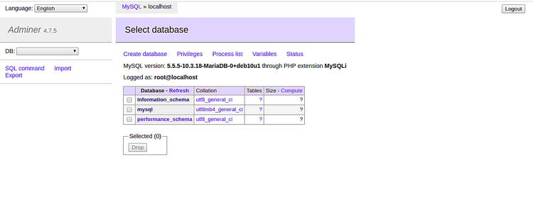 Datenbank auswählen