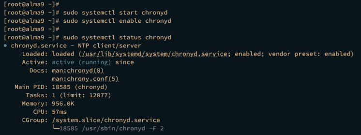 start enable verify chronyd