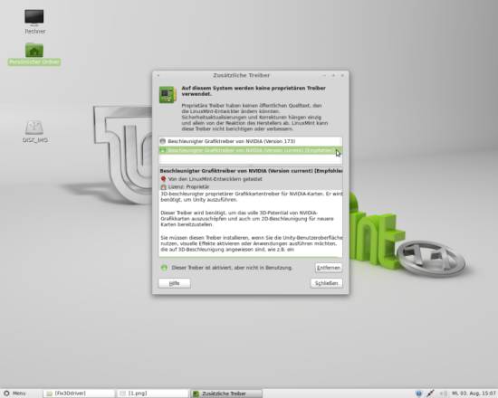 Pick the recommended driver in your Additional Drivers directory