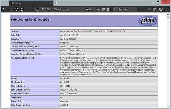 PHP unter Debian 9 im Apache installiert