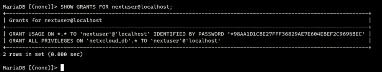 Überprüfung der Benutzerrechte auf MariaDB