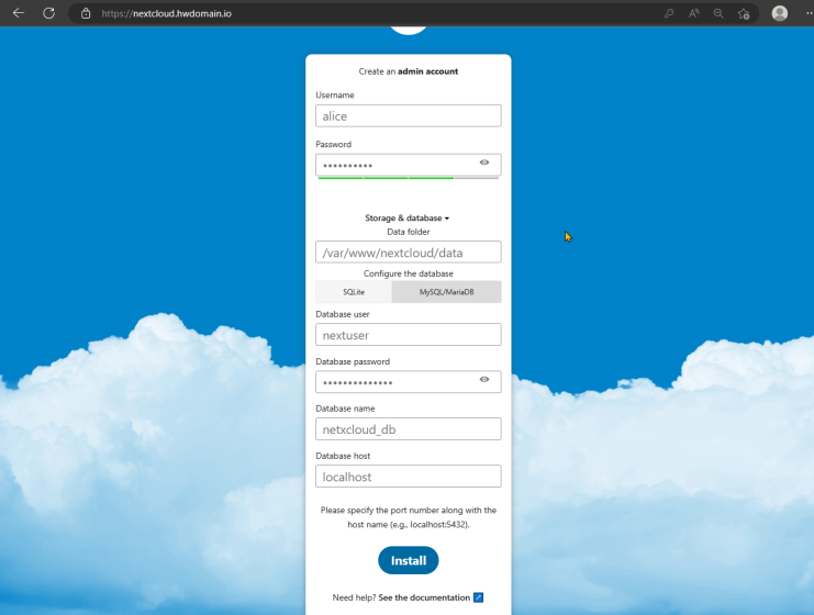 Nextcloud installieren