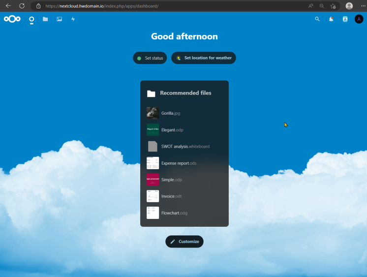 Nextcloud-Installation abgeschlossen