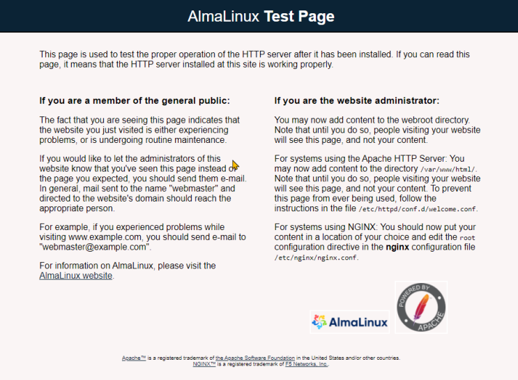 index.html Seite des httpd Webservers