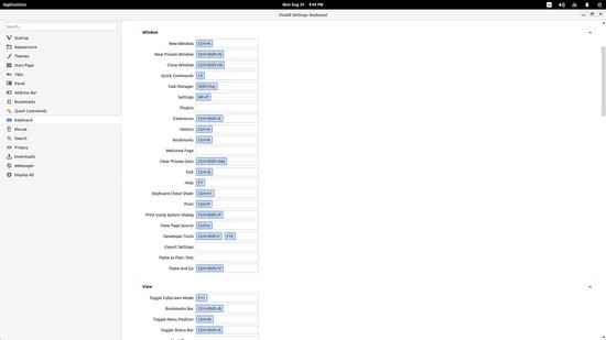 Tastenkombinationen für die Tastatur