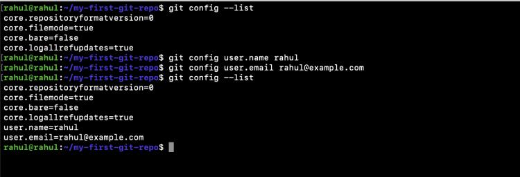 Prüfen und setzen Sie Ihre Identität für das aktuelle Repository