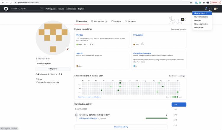 Erstellen eines Repositorys auf Github