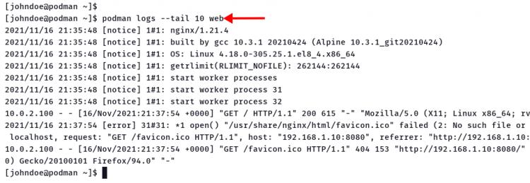 podman Prüfprotokolle