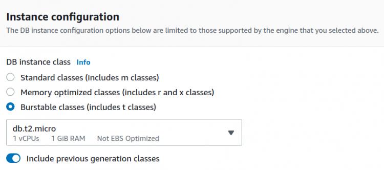 Konfiguration der DB-Instanz