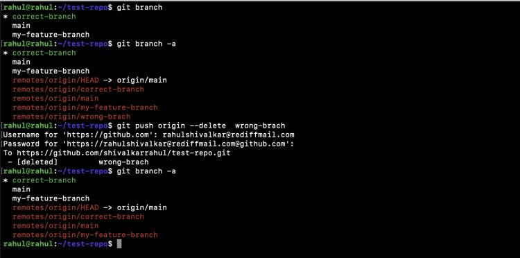 Den Zweig aus der Ferne löschen