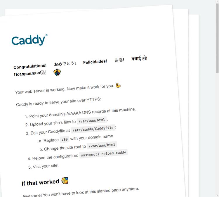Caddy-Standardseite