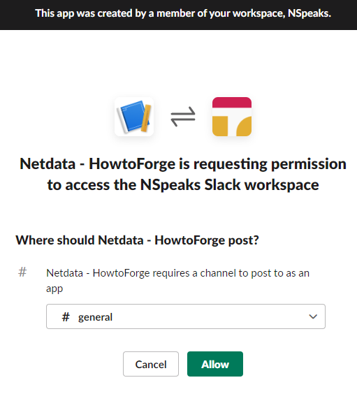 Slack App zu WorkSpace hinzufügen