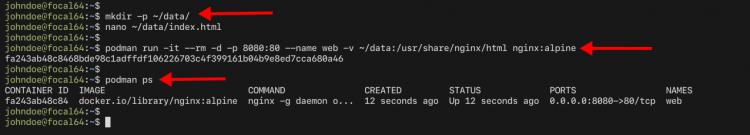 Benutzerdefiniertes Volumen mit podman verwenden
