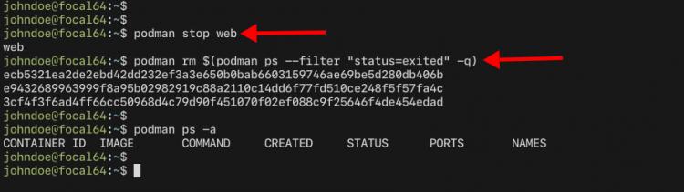 Beendete Container mit podman aufräumen