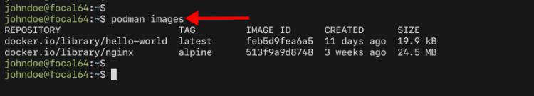 Bilder auf dem lokalen Rechner mit podman prüfen