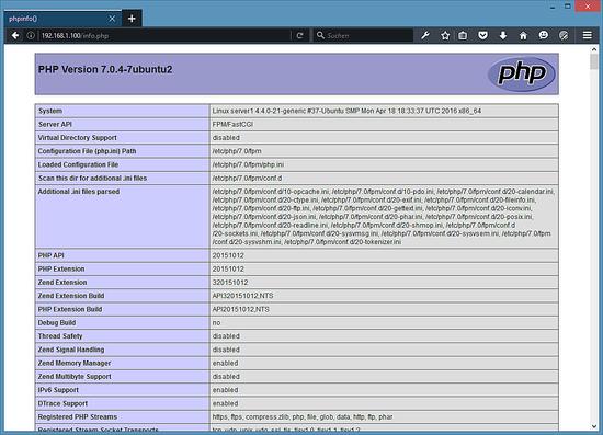 PHP-Info auf lighttpd.
