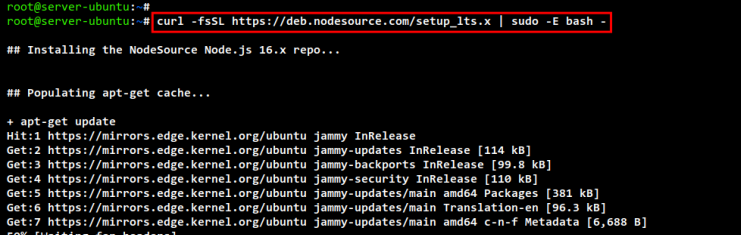 Nodesource-Repository hinzufügen