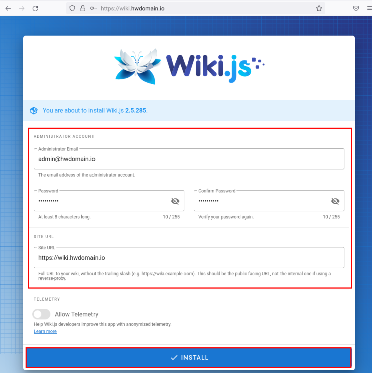 wiki.js installieren