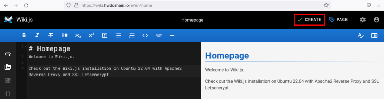 Homepage wiki.js bearbeiten