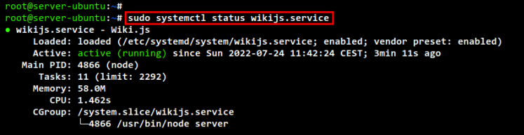 wikijs Dienst überprüfen