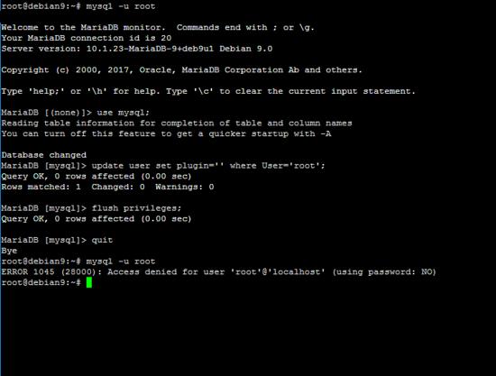 Plugin vom MySQL-Root-Benutzer entfernen