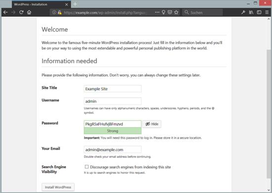 WordPress Standortinformationen