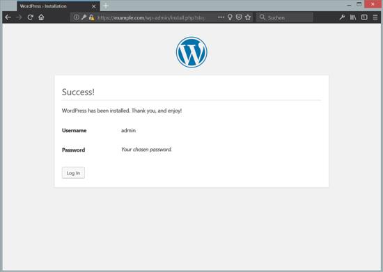 WordPress Installationserfolg