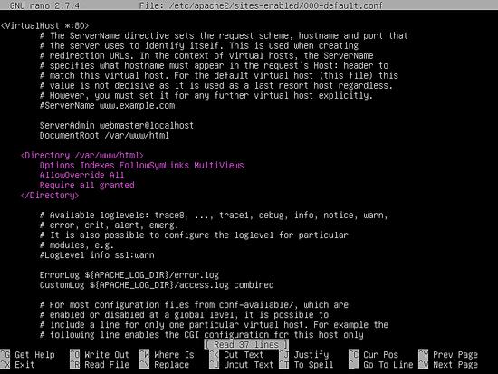Gewährt Zugriff auf das Verzeichnis /var/wwww/html und erlaubt Übersteuerungen.