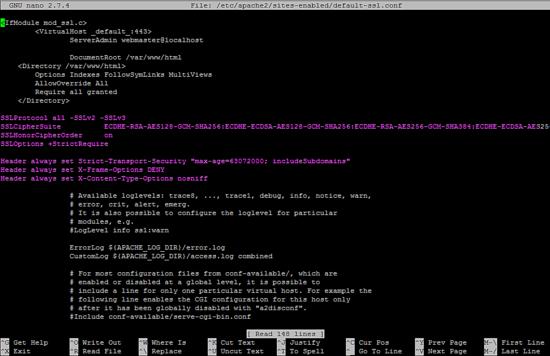 Setzt strenge SSL-Einstellungen in apache2