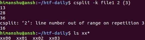 zwingen csplit, die Ausgabedateien im Fehlerfall nicht zu entfernen - Ergebnis