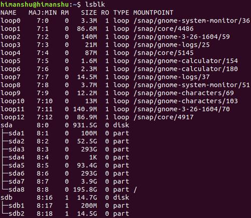 Wie man den Befehl lsblk verwendet