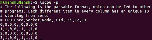 Wie man die Ausgabe von lscpu-Displays im parsing-freundlichen Format macht