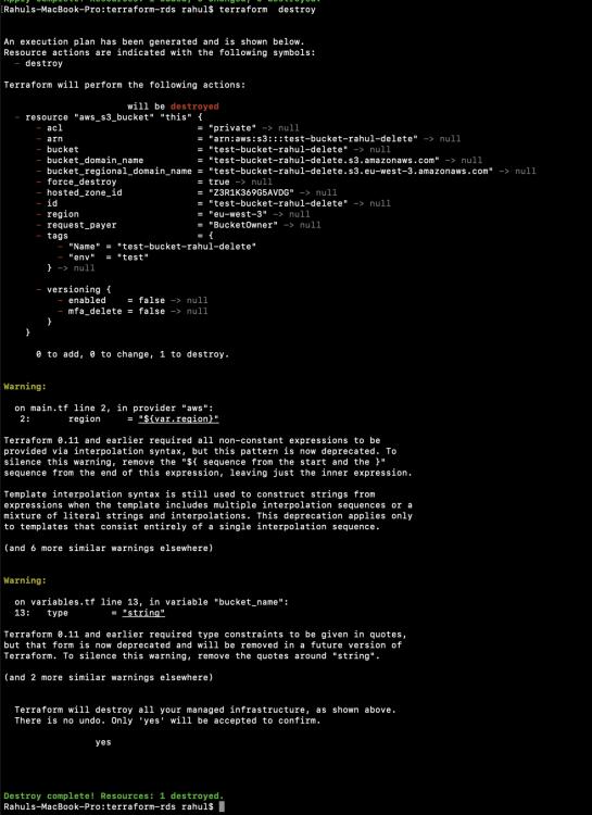 Terraform zerstören