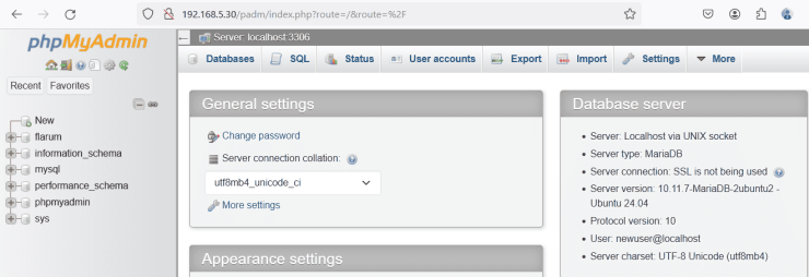 phpmyadmin neuer Pfad