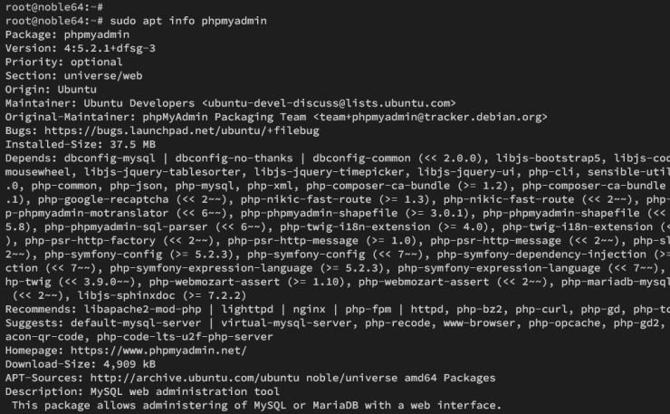 phpmyadmin installieren