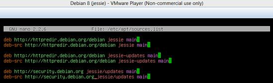 Der Inhalt der Debian-Quelldatei.list.