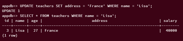 Daten aktualisieren postgresql