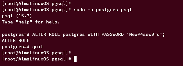 Standardpasswort postgres ändern
