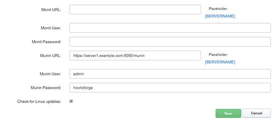 Munin-Einstellungen in ISPConfig.