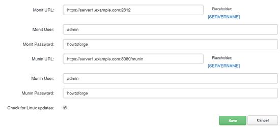Die ISPConfig Monit-Einstellungen.