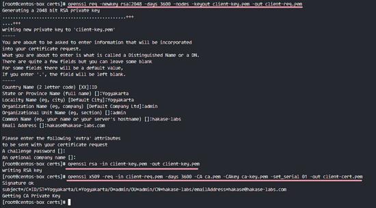 Client-Zertifikat für MySQL generieren