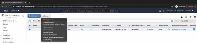 EBS-Volumen modifizieren